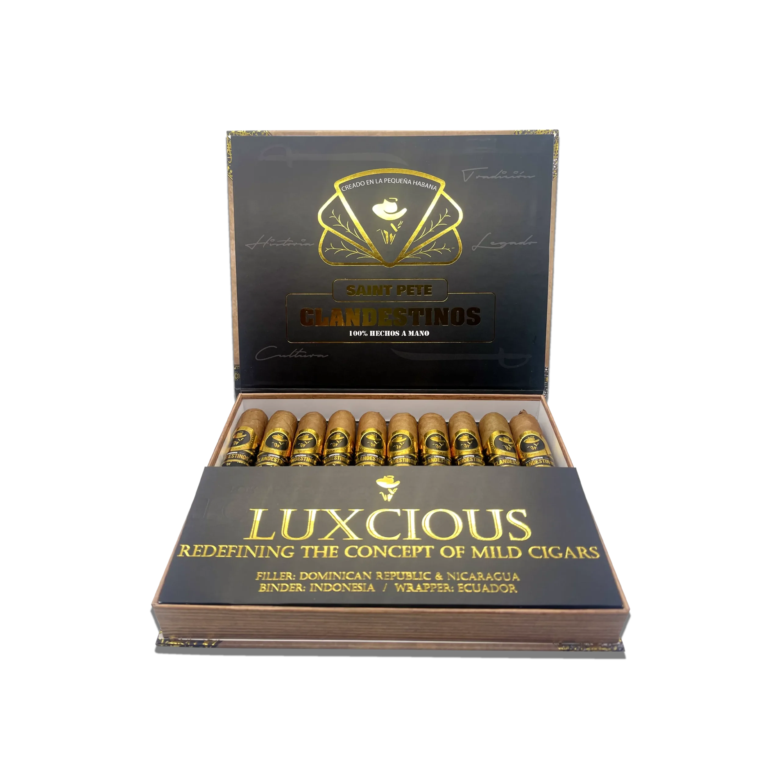 5-clandestinos-cigars-habano-saint-pete-cuban-boutique-cigar-wholesale-luxury-blend-open The Saint Pete, like the famous city, will captivate and amaze the cigar aficionado. It offers a mild blend with plenty of character that is usually missing from smooth cigars. This smoke will leave you an aromatic scent without ever becoming spicy or sour. With its earthy taste, it is the perfect smoke for the sophisticated and modern cigar smoker alike.