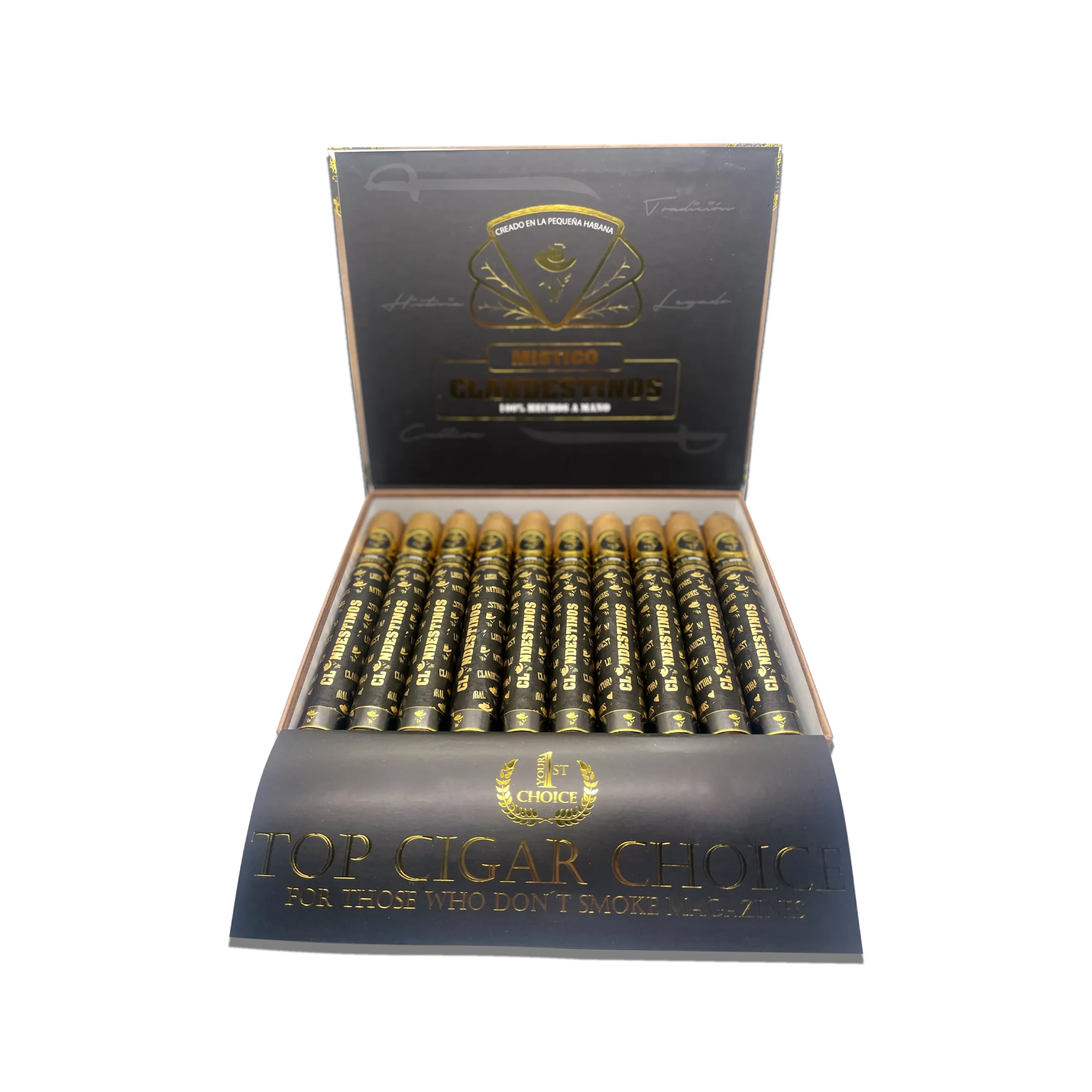 6-clandestinos-cigars-habano-mistico-cuban-boutique-cigar-wholesale-luxury-blend-top-choice Without a doubt, this is the most enigmatic product of the Clandestinos lineup. At first, you encounter a smooth cigar with earthy notes. Then, it transitions to notes of cocoa and nuts without interfering with the joy of this magical creation. The Místico is the epitome of what the Luxcious Blend is: the favorite of many.