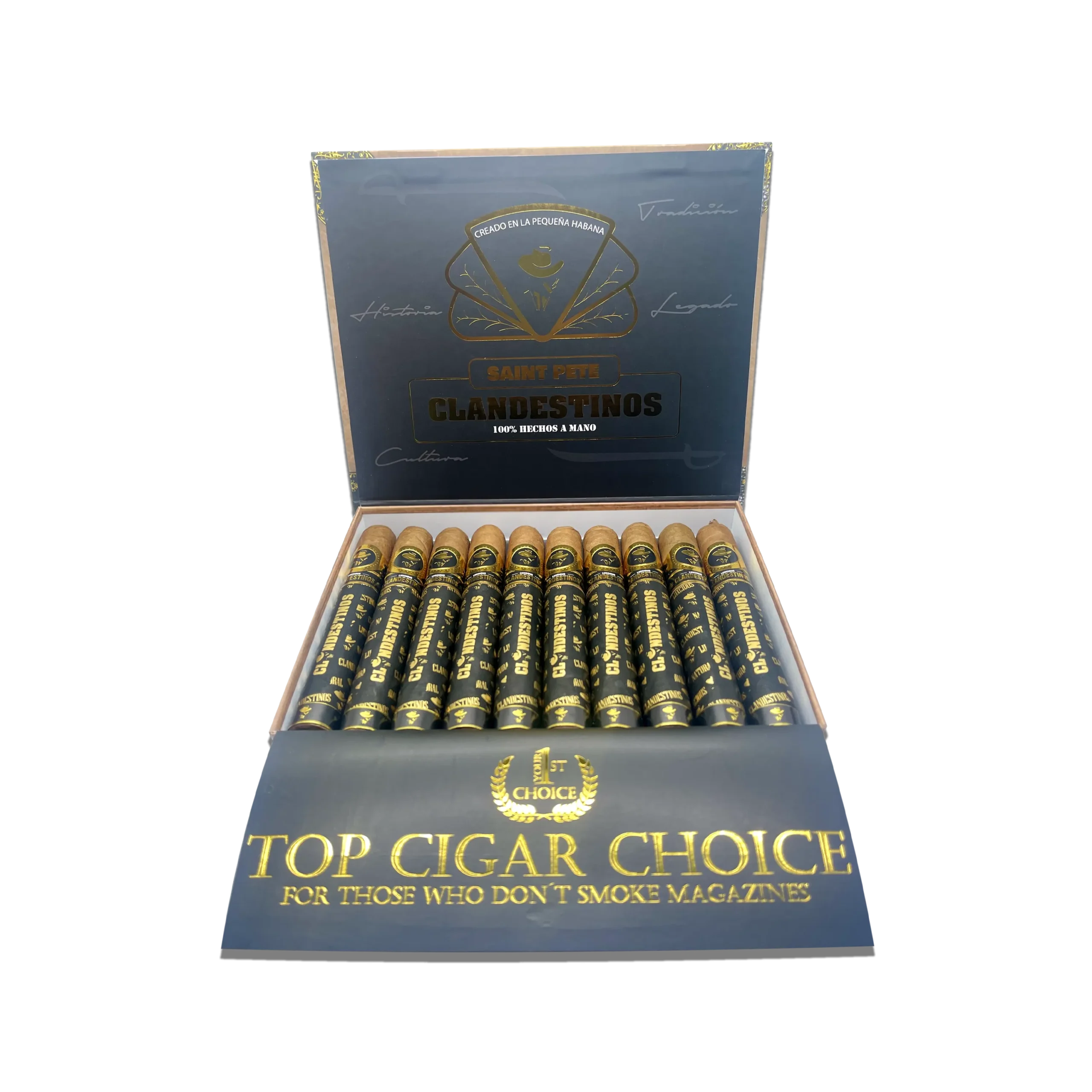 6-clandestinos-cigars-habano-saint-pete-cuban-boutique-cigar-wholesale-luxury-blend-top-choice The Saint Pete, like the famous city, will captivate and amaze the cigar aficionado. It offers a mild blend with plenty of character that is usually missing from smooth cigars. This smoke will leave you an aromatic scent without ever becoming spicy or sour. With its earthy taste, it is the perfect smoke for the sophisticated and modern cigar smoker alike.
